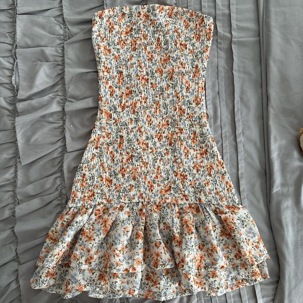 floral mini ruffle dress